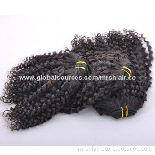 20-inch Natural Color Kinky Curly Indian Virgin Hair Extensions